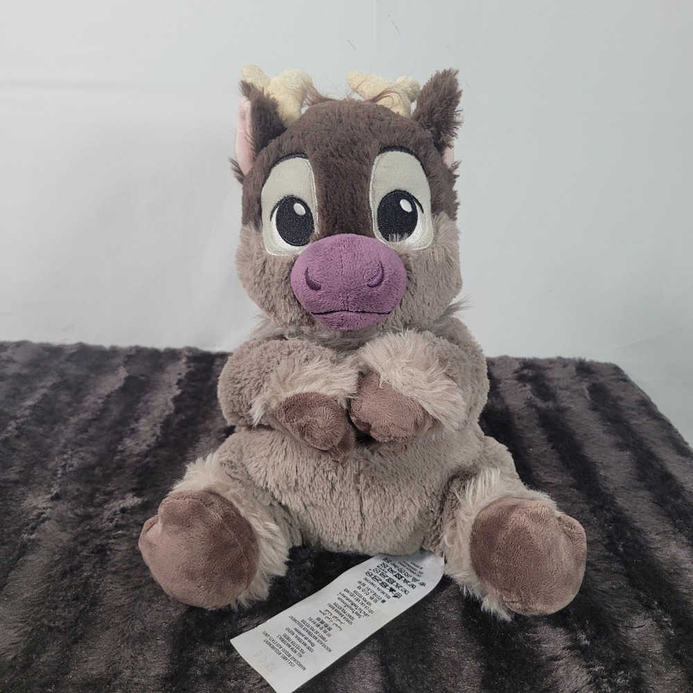 Disney Store Frozen Sven Reindeer Plush 9 inch Brown Sitting Stuffed Animal Toy